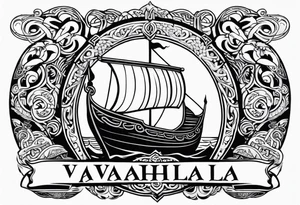 Valhalla sword shield viking ship tattoo idea