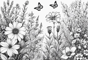 Wildflowers, smaller, vertical tattoo idea