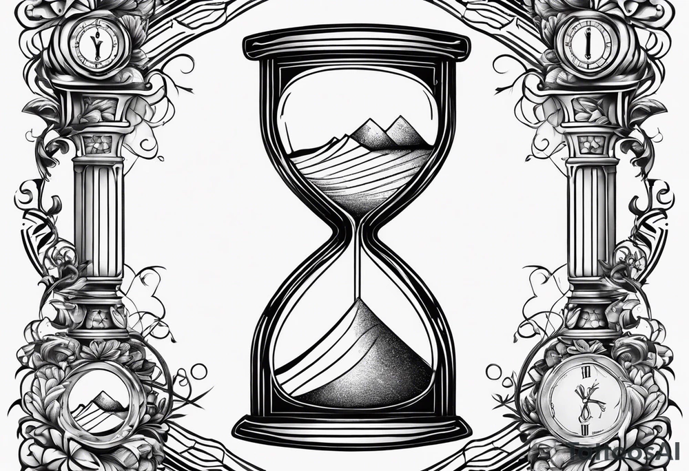 Breaking hour glass with words tempus on bottom and fugit on top tattoo idea