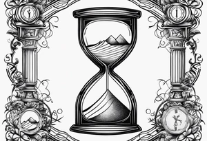 Breaking hour glass with words tempus on bottom and fugit on top tattoo idea