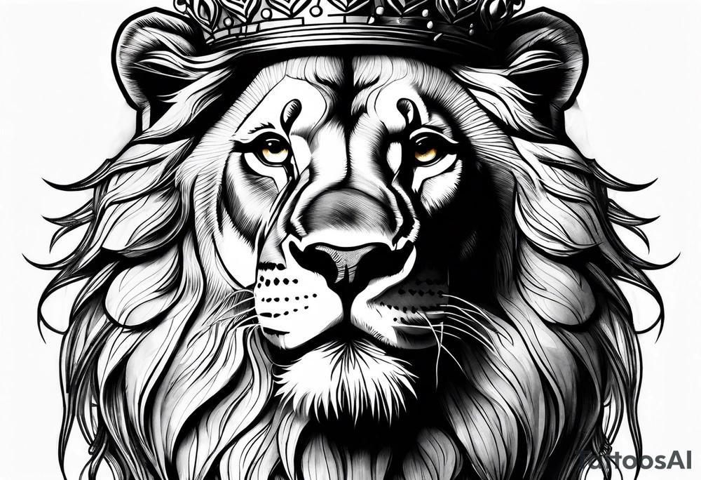 Majestic Lion with Crown tattoo idea
