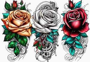 Blend roses and robotic circuitry for an arm sleeve tattoo idea