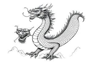 chinese dragon from the front,landscape. tattoo idea