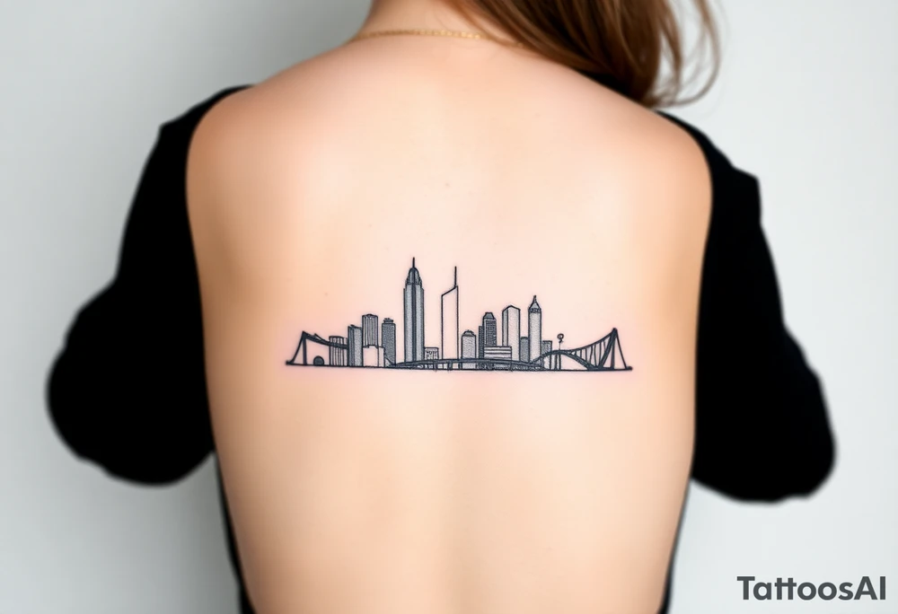 small thin lines pittsburgh skyline for forearm tattoo idea