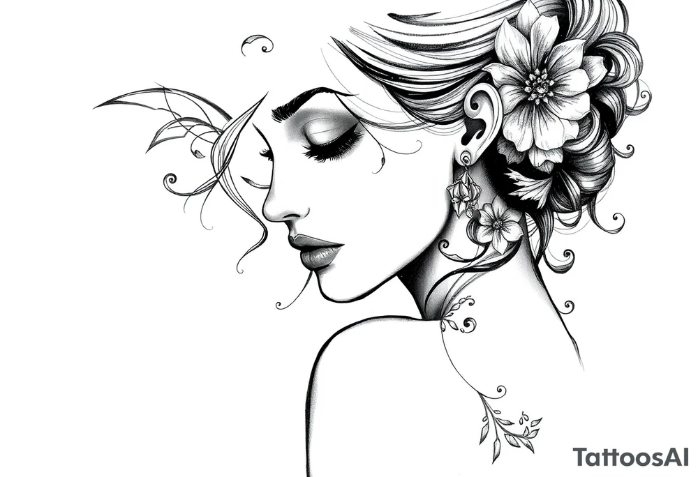Gothic girl tattoo idea