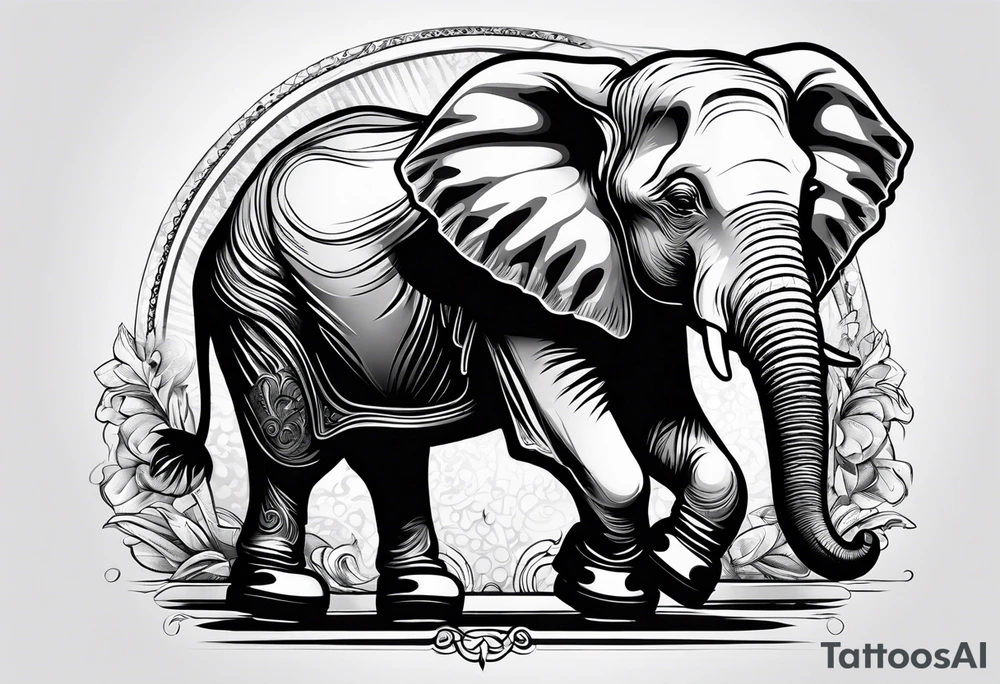 Baby elephant playing roller derby tattoo idea