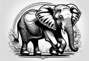 Baby elephant playing roller derby tattoo idea