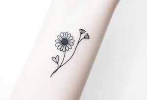Yellow daisy & Purple Hearts tattoo idea