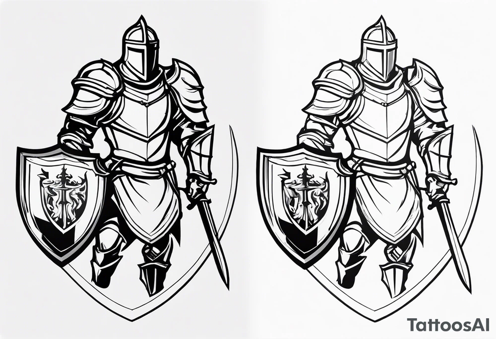 knight with a shield and sword tattoo idea