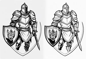 knight with a shield and sword tattoo idea