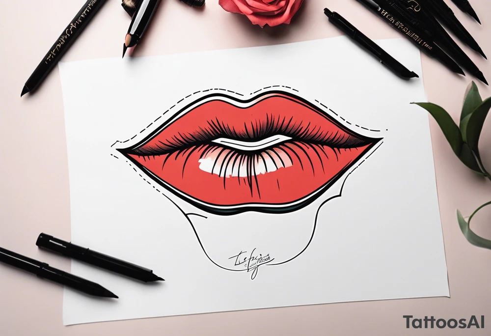 Sexy female lips tattoo idea