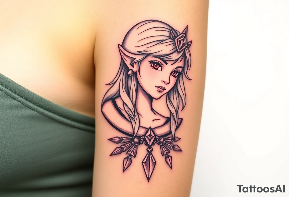 American traditional princess Zelda from twilight princess tattoo idea