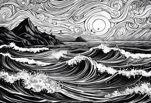 picture 8 by 8 centimeters of sea waves during a storm starry night van gogh tattoo idea