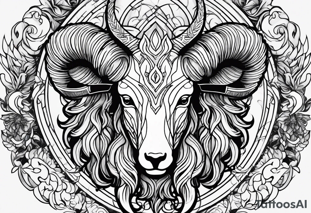 warrior ,
 ram's horns, angel's wings tattoo idea