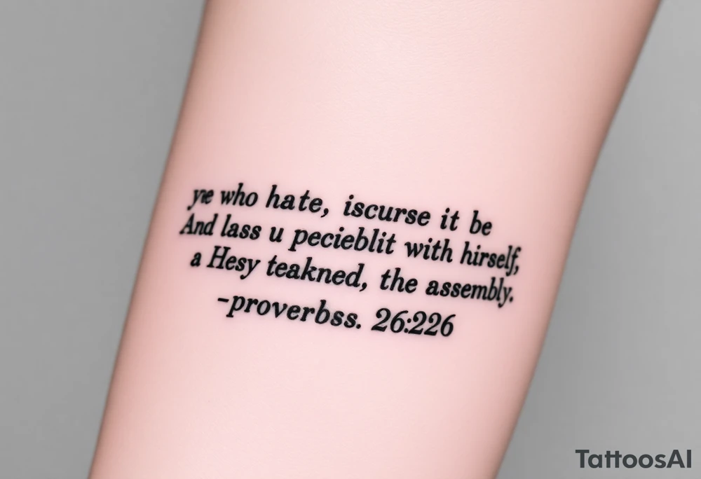 proverbs 26:25-26
He who hates, disguises it with his lips,And lays up deceit within himself,Their hatred may be concealed by deception,but their wickedness will be exposed in the assembly. tattoo idea
