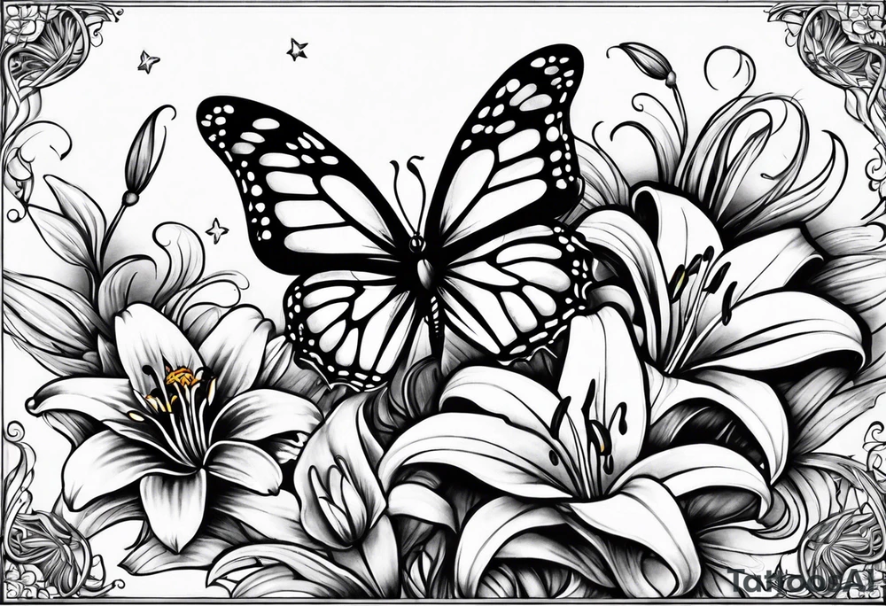 Children names stars lillies books fantasy butterflies tattoo idea