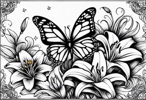 Children names stars lillies books fantasy butterflies tattoo idea