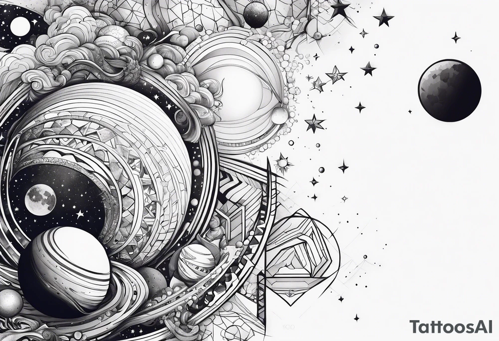 Stars and planets sleeve tattoo idea