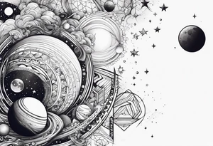 Stars and planets sleeve tattoo idea