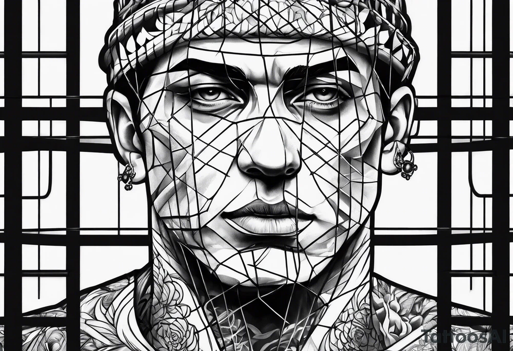 man in cage thinking tattoo idea