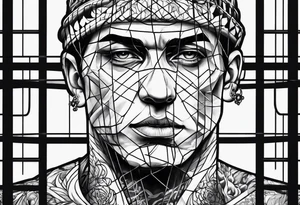 man in cage thinking tattoo idea