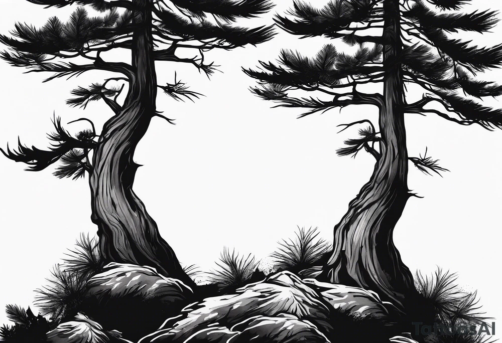 Two Pine tree silhouette tattoo idea
