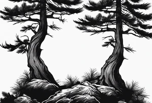 Two Pine tree silhouette tattoo idea