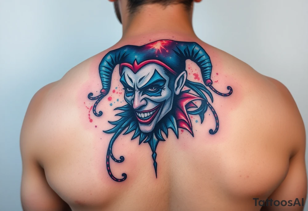 graphic 3d jester design tattoo idea