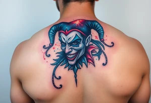 graphic 3d jester design tattoo idea