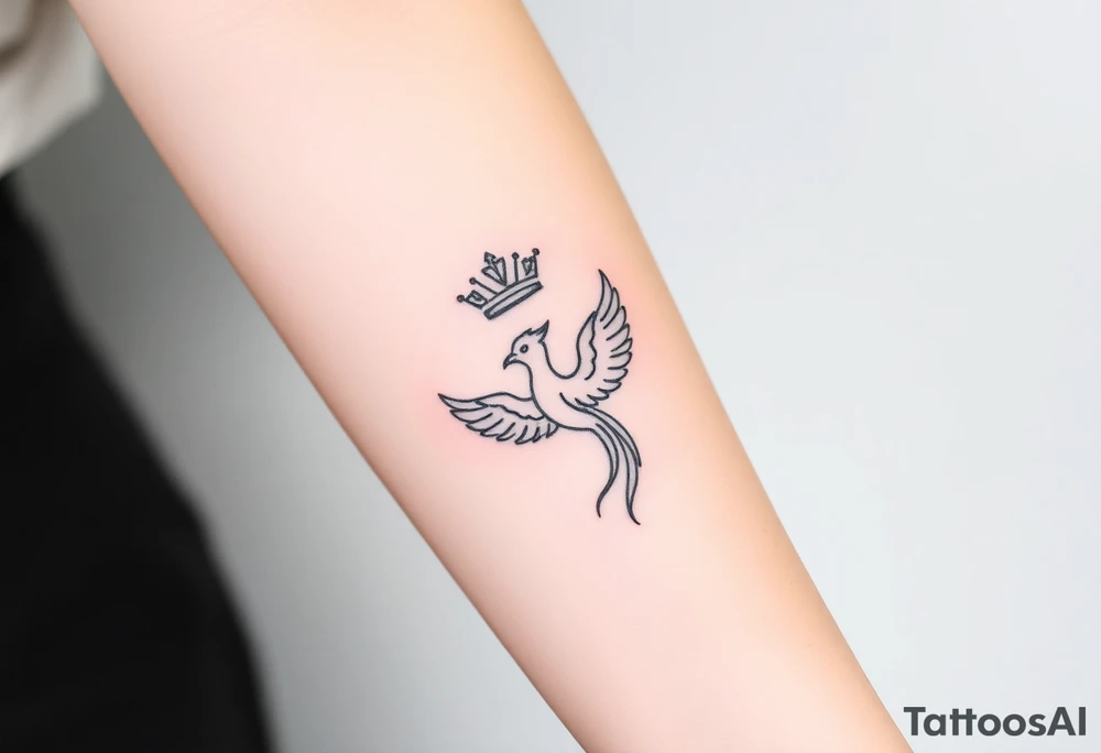 Crown and a phoenix tattoo idea