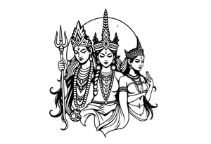 Lord Shiva, Godess Kali, Godess Lilith Together with the moon in the background tattoo idea