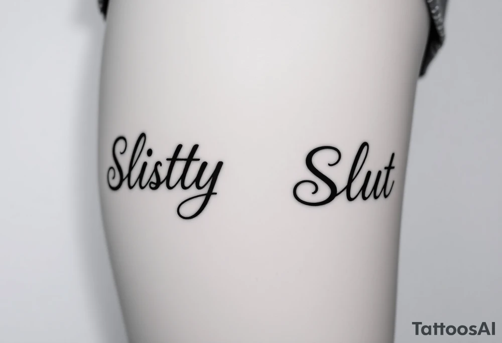 Slutty ass cheeks tattoo Sissy big bold print on one cheek and slut on the other tattoo idea
