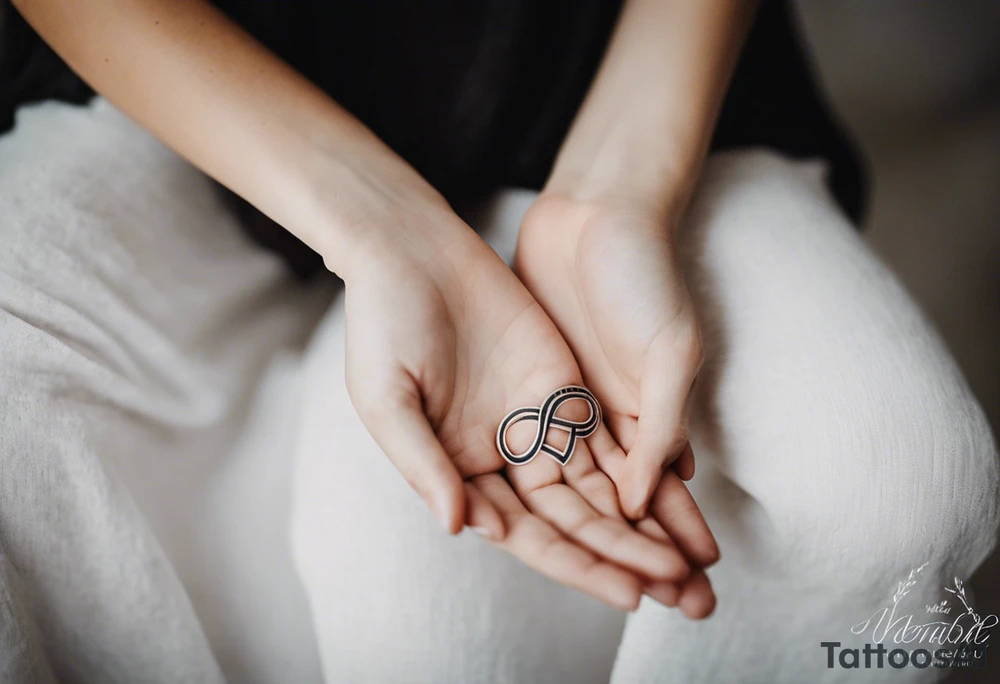 "A minimalist tattoo design symbolizing deep friendship, centered around the name 'Düha.' The design features two intertwined hands, representing trust and support, with a delicate infinity symbol subtly woven into the lines of the hands, indicating eternal friendship. Surrounding the hands, soft abstract elements like flowing lines or watercolor splashes gently frame the name 'Düha' written in elegant script, giving the design a personal and timeless touch. The overall style should evoke warmth, connection, and loyalty." tattoo idea