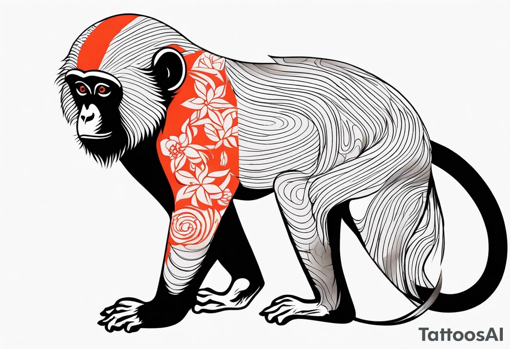 full body monkey with japansese design tattoo idea