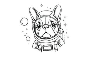 a space themed tattoo of my french bulldog mars. include elements in space like planets and stars. mars should be depicted as a astronaut tattoo idea