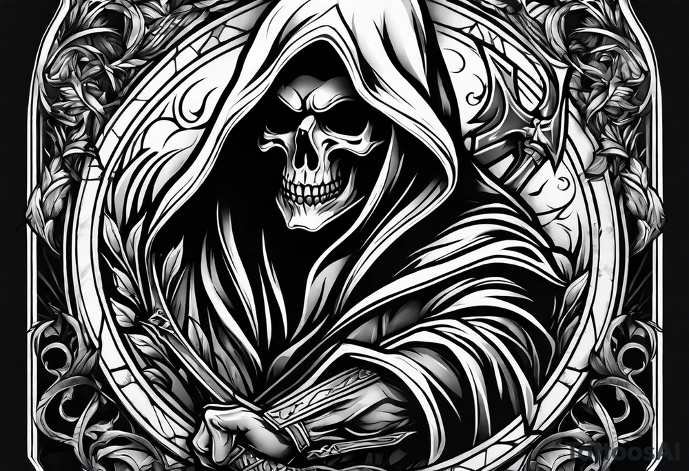Grim reaper around forearm tattoo idea