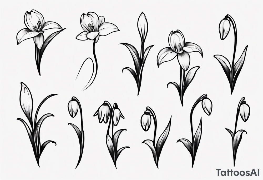 Snow drop with flowing stem tattoo idea