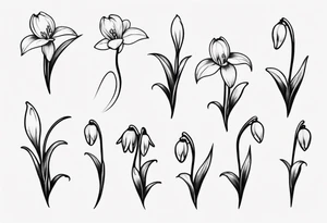 Snow drop with flowing stem tattoo idea
