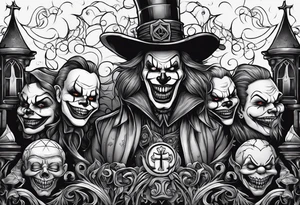 evil faces in the graveyard half decayes with penny wise the clown tattoo idea