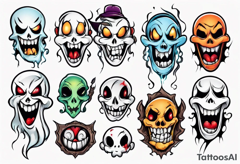 ghost face cartoon tattoo idea