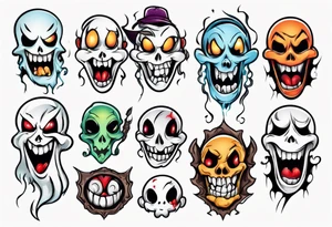 ghost face cartoon tattoo idea