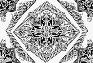 Hexagon linked snow crystal cloud tattoo idea