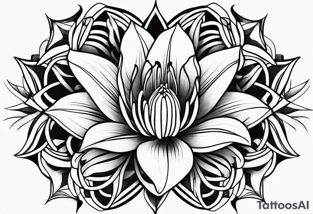 Geometric Fire Lily tattoo idea