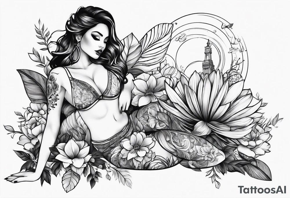 Women's thigh tattoo tattoo idea