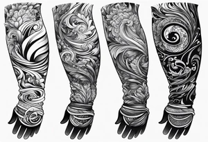 Swirling black ink, sleeve, glove tattoo idea