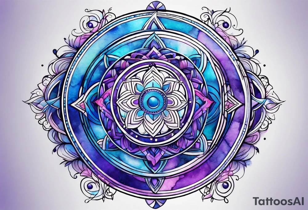 Blue and purple circle and lines tattoo idea