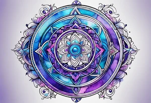 Blue and purple circle and lines tattoo idea