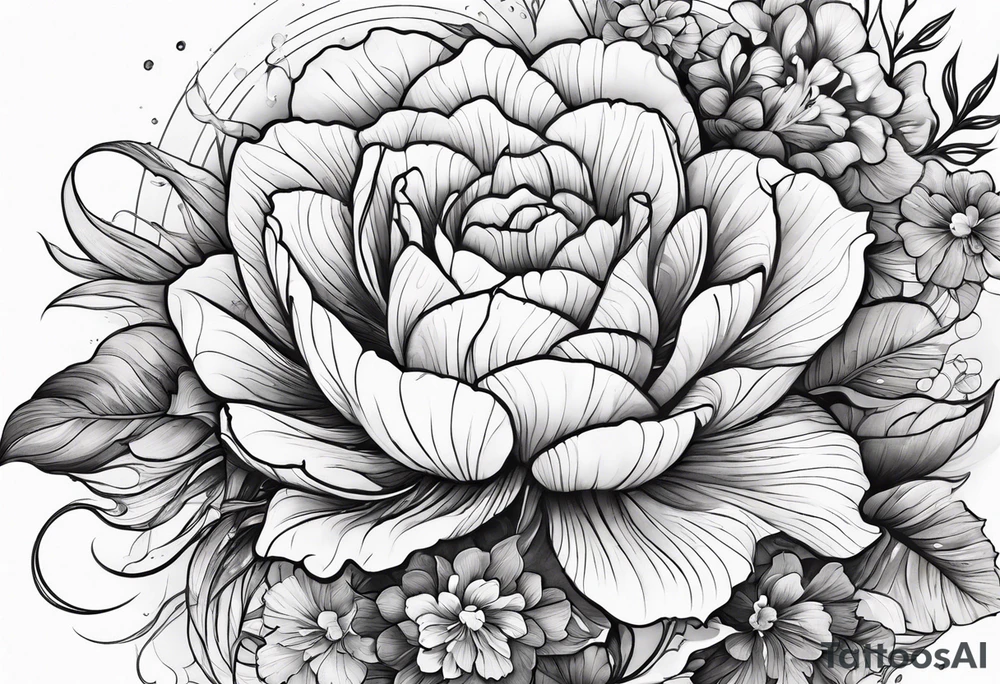 sea, flower tattoo idea