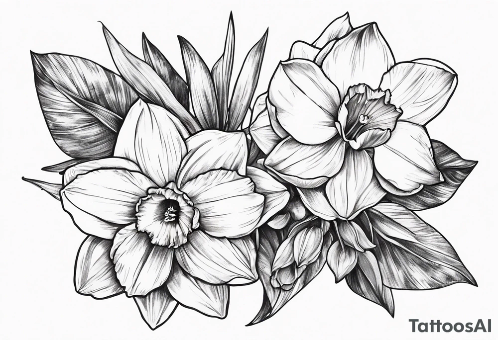 Narcissus floral bouquet tattoo idea