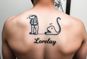 Crea un diseño significativo sobre la cultura egipcia y que tenga el nombre escrito por de bajo del diseño el nombre de mi hermana Lorelay para la parte baja del bíceps tattoo idea